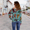 Pattern Print Western Cowboy Women Off Shoulder Sweatshirt-grizzshop