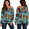 Pattern Print Western Cowboy Women Off Shoulder Sweatshirt-grizzshop