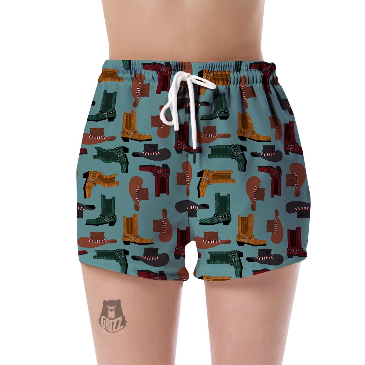 Pattern Print Western Cowboy Women's Shorts-grizzshop