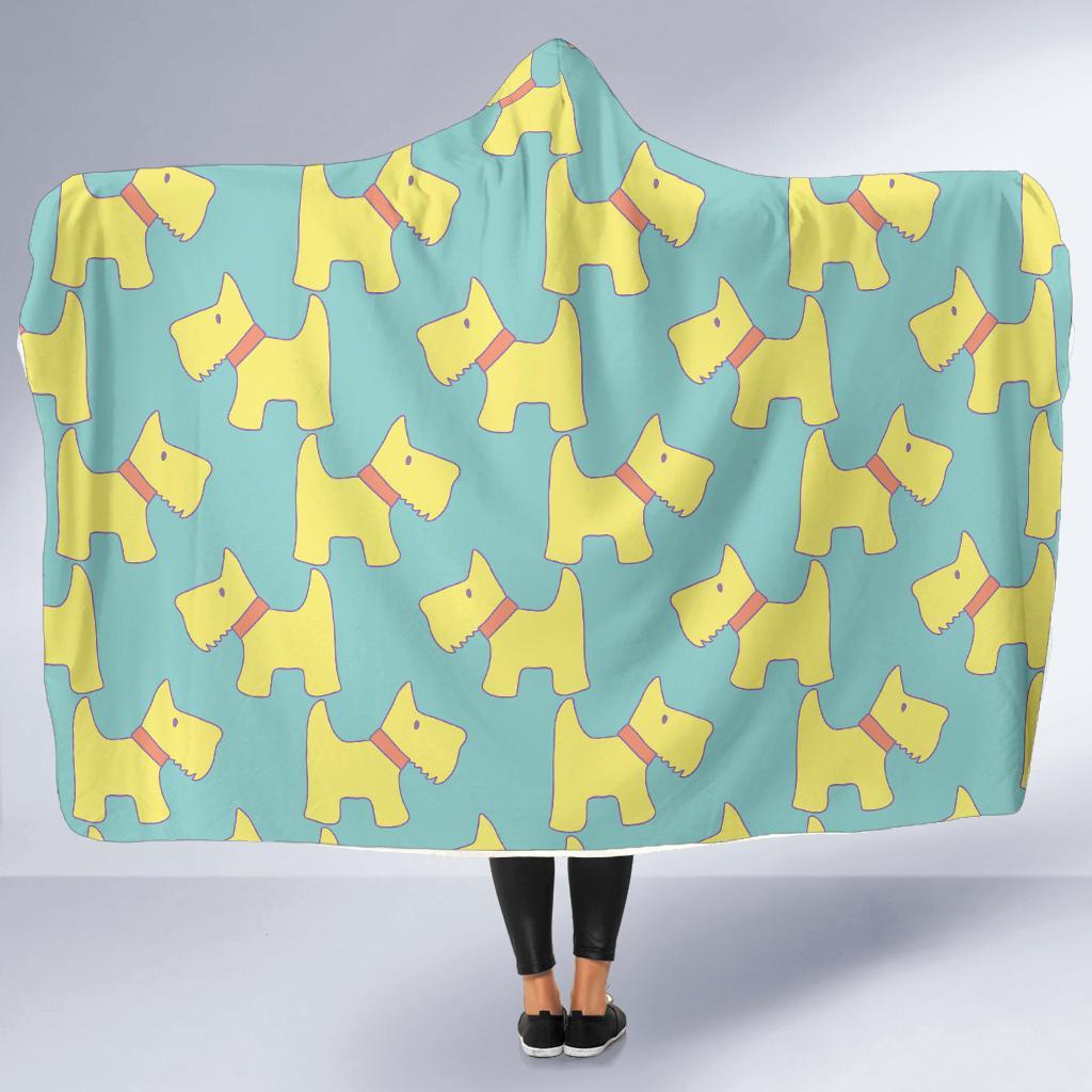 Pattern Print Westie Dog Hooded Blanket-grizzshop