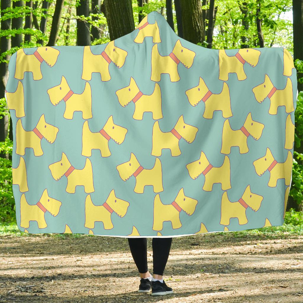 Pattern Print Westie Dog Hooded Blanket-grizzshop