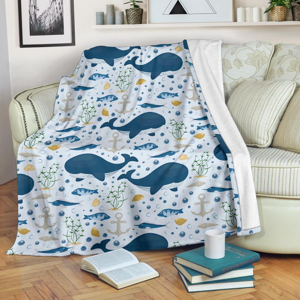 Pattern Print Whale Humpback Blanket-grizzshop