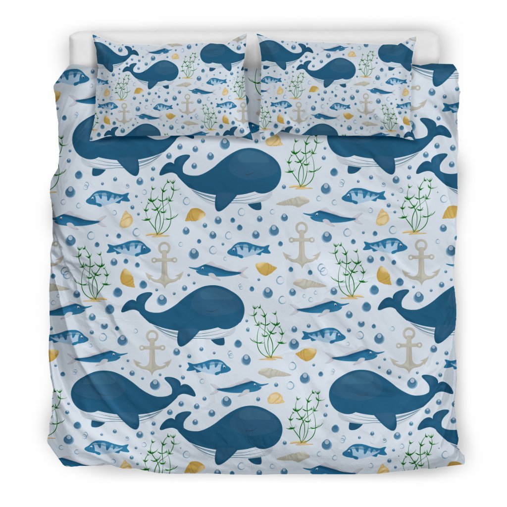 Pattern Print Whale Humpback Duvet Cover Bedding Set-grizzshop