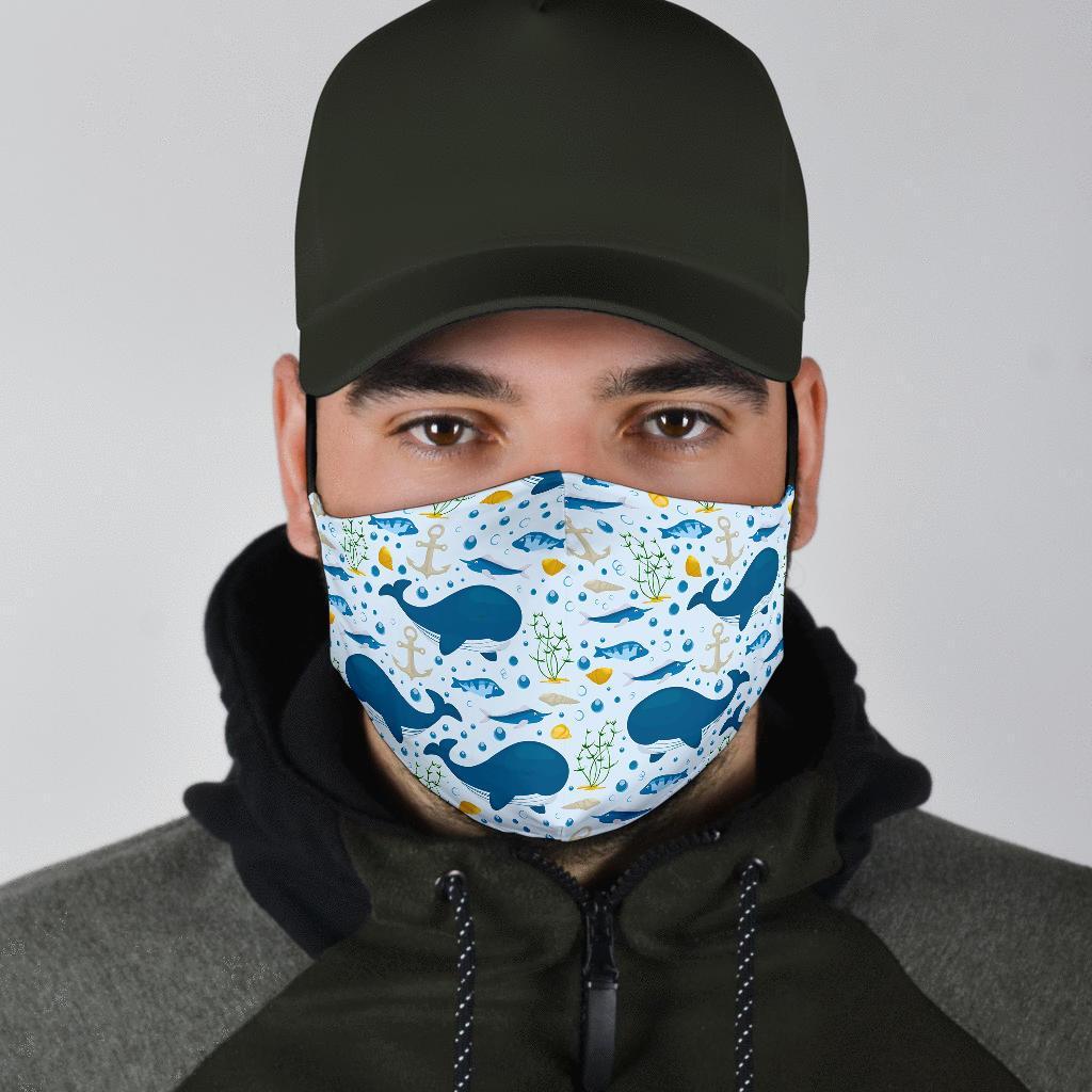 Pattern Print Whale Humpback Face Mask-grizzshop