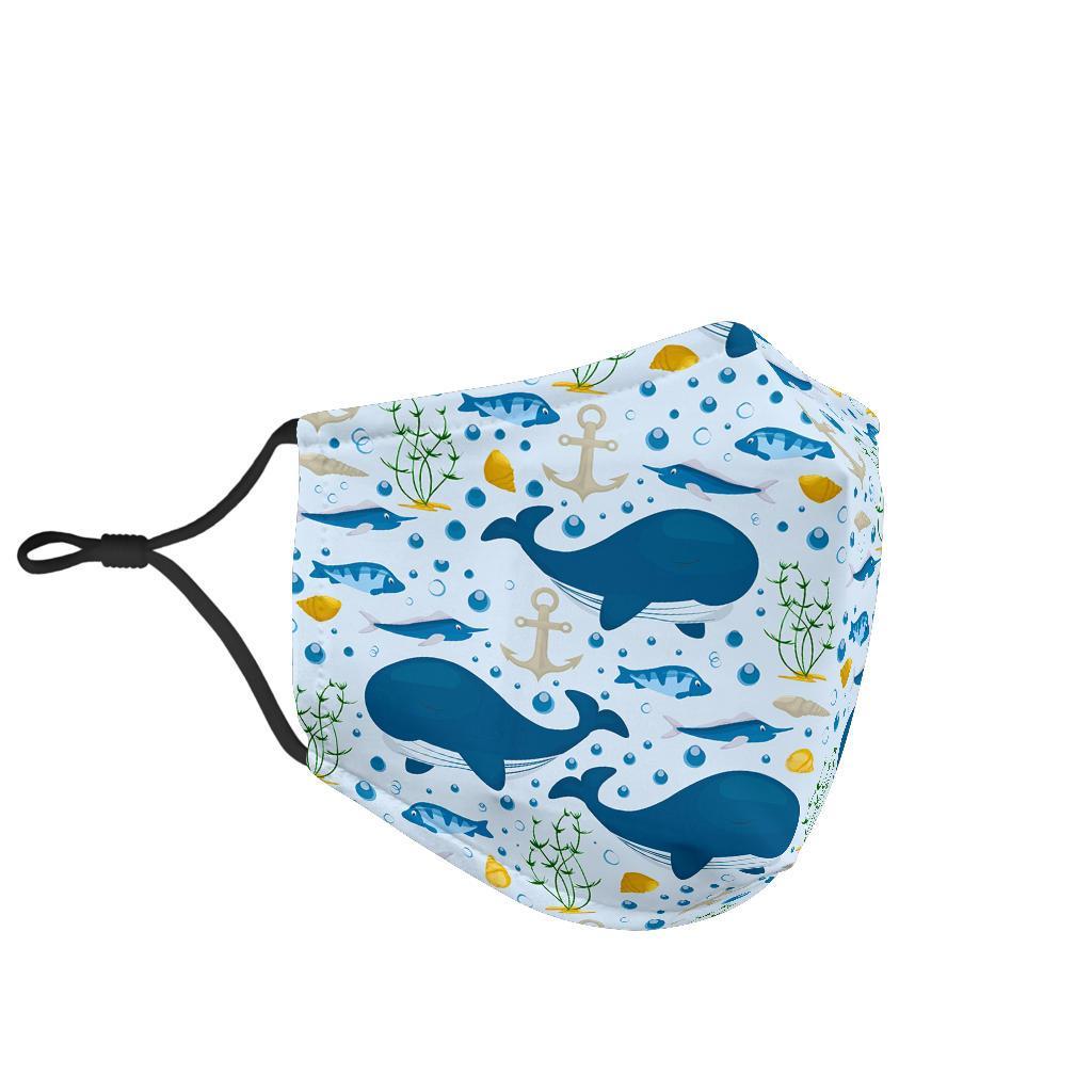 Pattern Print Whale Humpback Face Mask-grizzshop