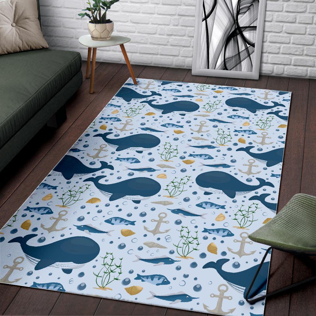 Pattern Print Whale Humpback Floor Mat-grizzshop