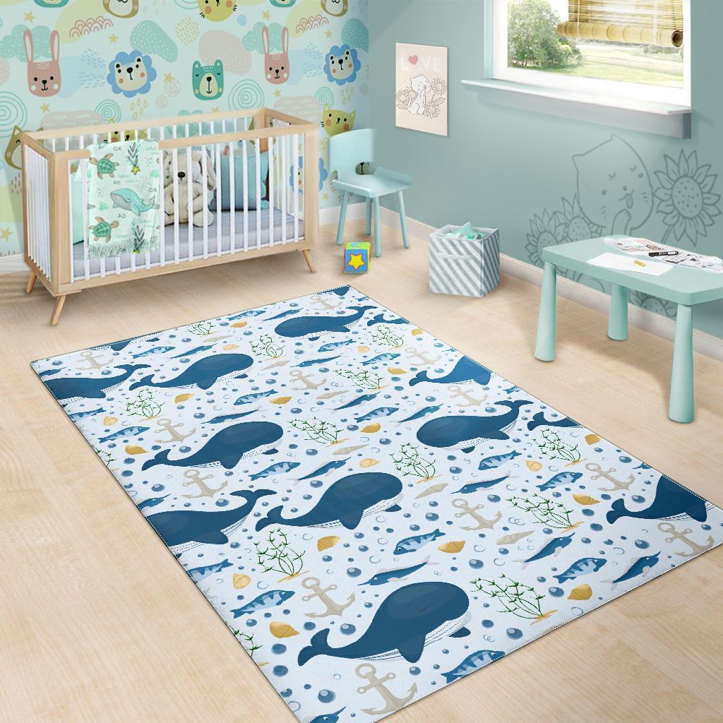 Pattern Print Whale Humpback Floor Mat-grizzshop