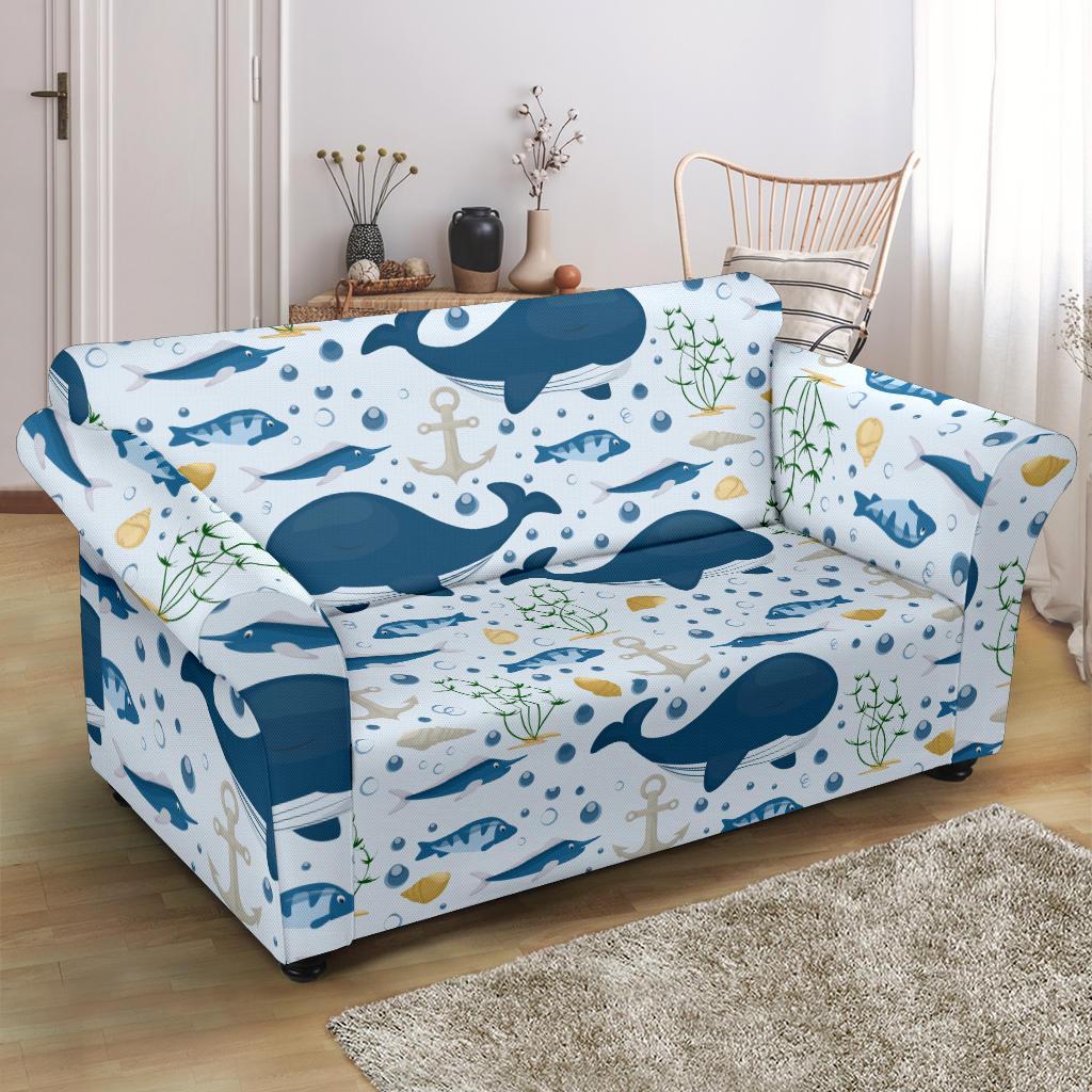 Pattern Print Whale Humpback Loveseat Cover-grizzshop