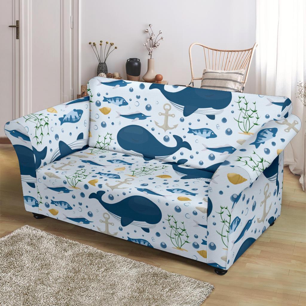 Pattern Print Whale Humpback Loveseat Cover-grizzshop