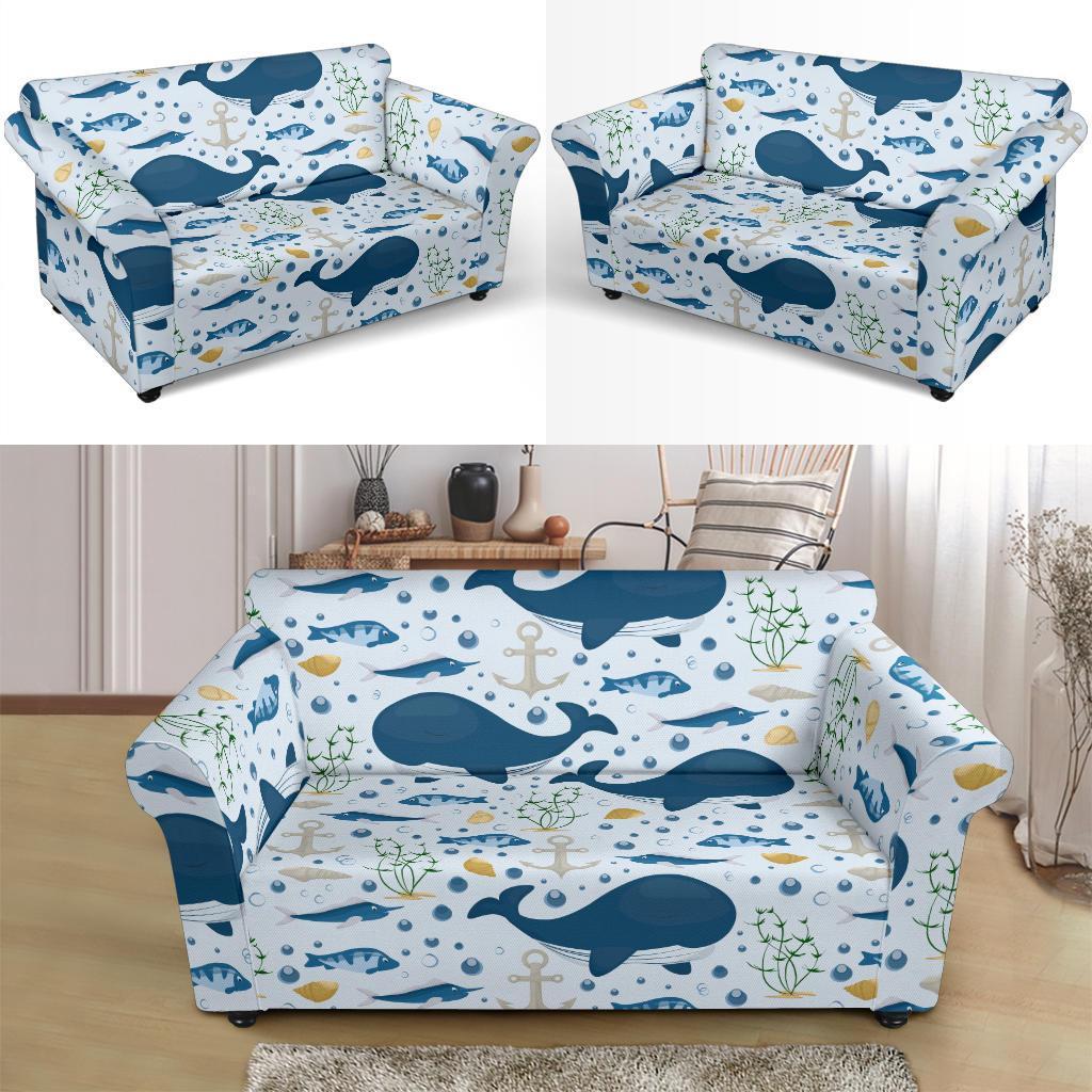 Pattern Print Whale Humpback Loveseat Cover-grizzshop