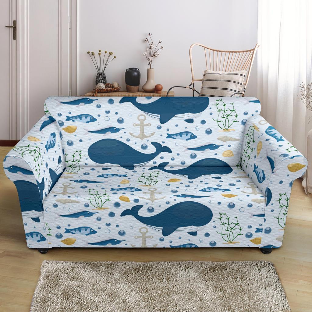 Pattern Print Whale Humpback Loveseat Cover-grizzshop