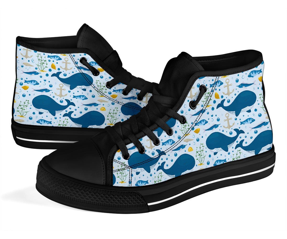 Pattern Print Whale Humpback Men Women's High Top Shoes-grizzshop