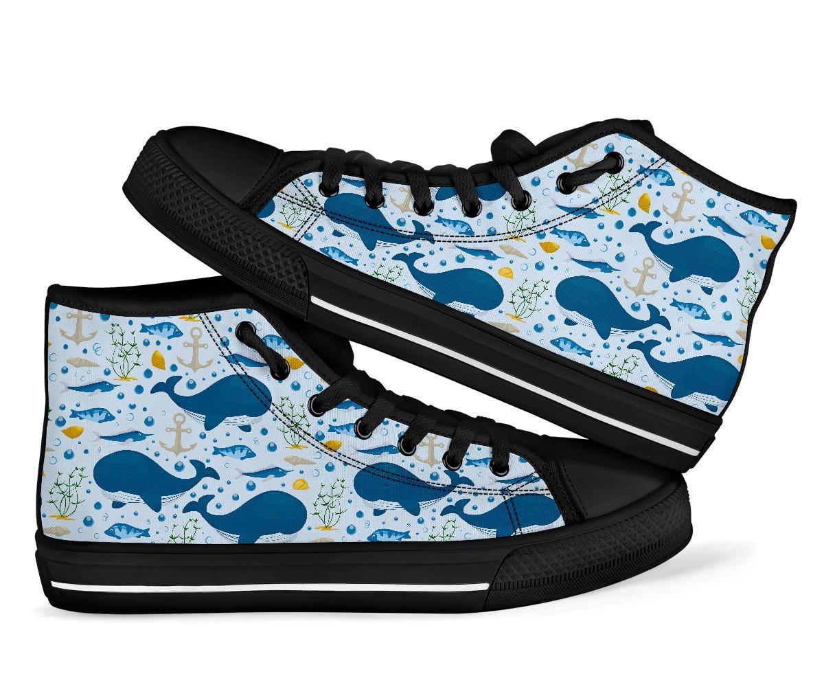 Pattern Print Whale Humpback Men Women's High Top Shoes-grizzshop
