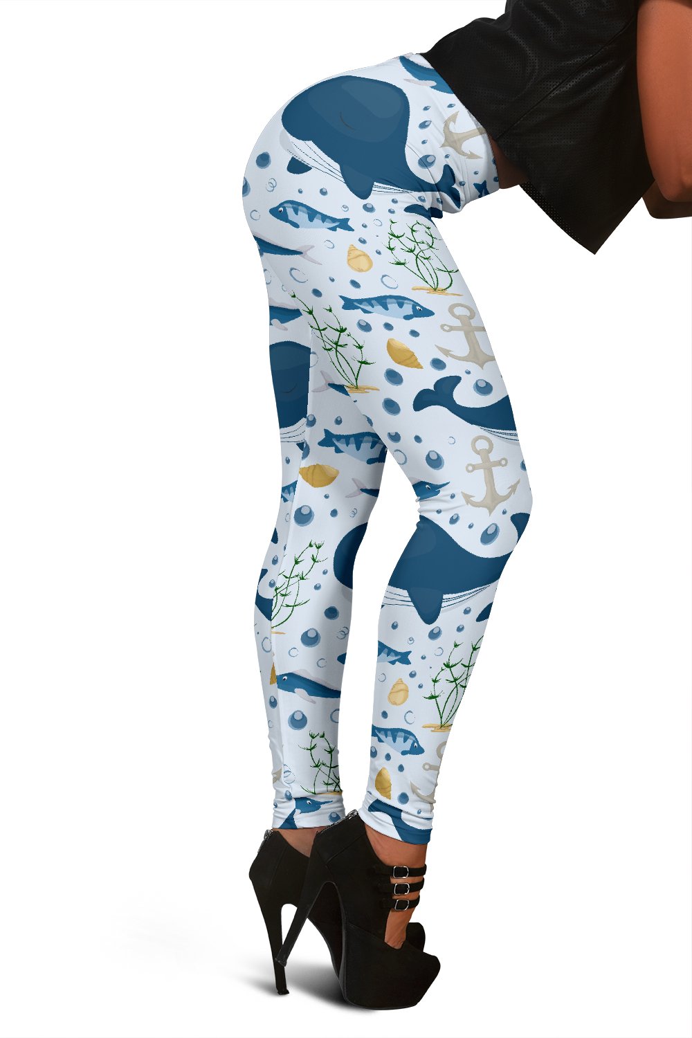 Pattern Print Whale Humpback Pattern Print Women Leggings-grizzshop