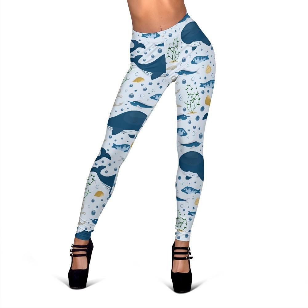 Pattern Print Whale Humpback Pattern Print Women Leggings-grizzshop