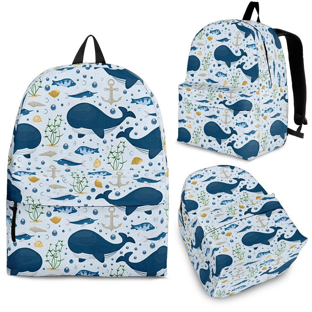 Pattern Print Whale Humpback Premium Backpack-grizzshop