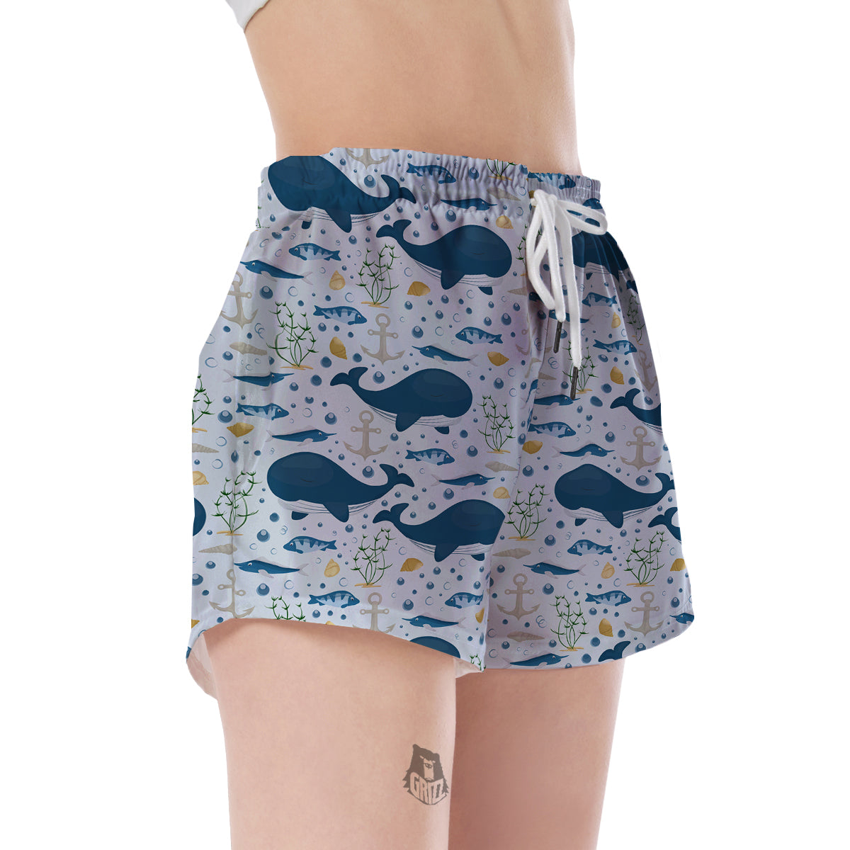 Pattern Print Whale Humpback Women's Shorts-grizzshop