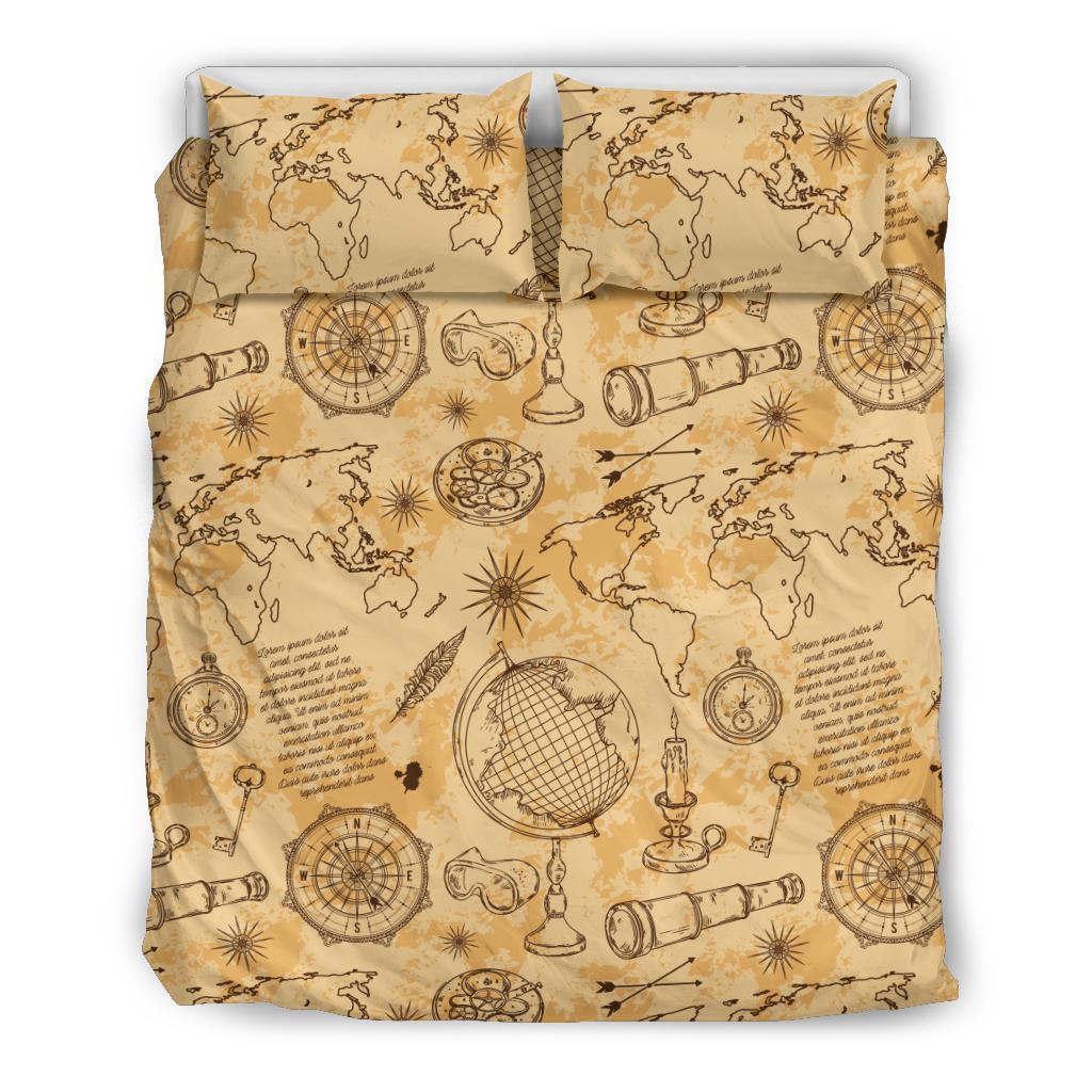 Pattern Print World Map Duvet Cover Bedding Set-grizzshop