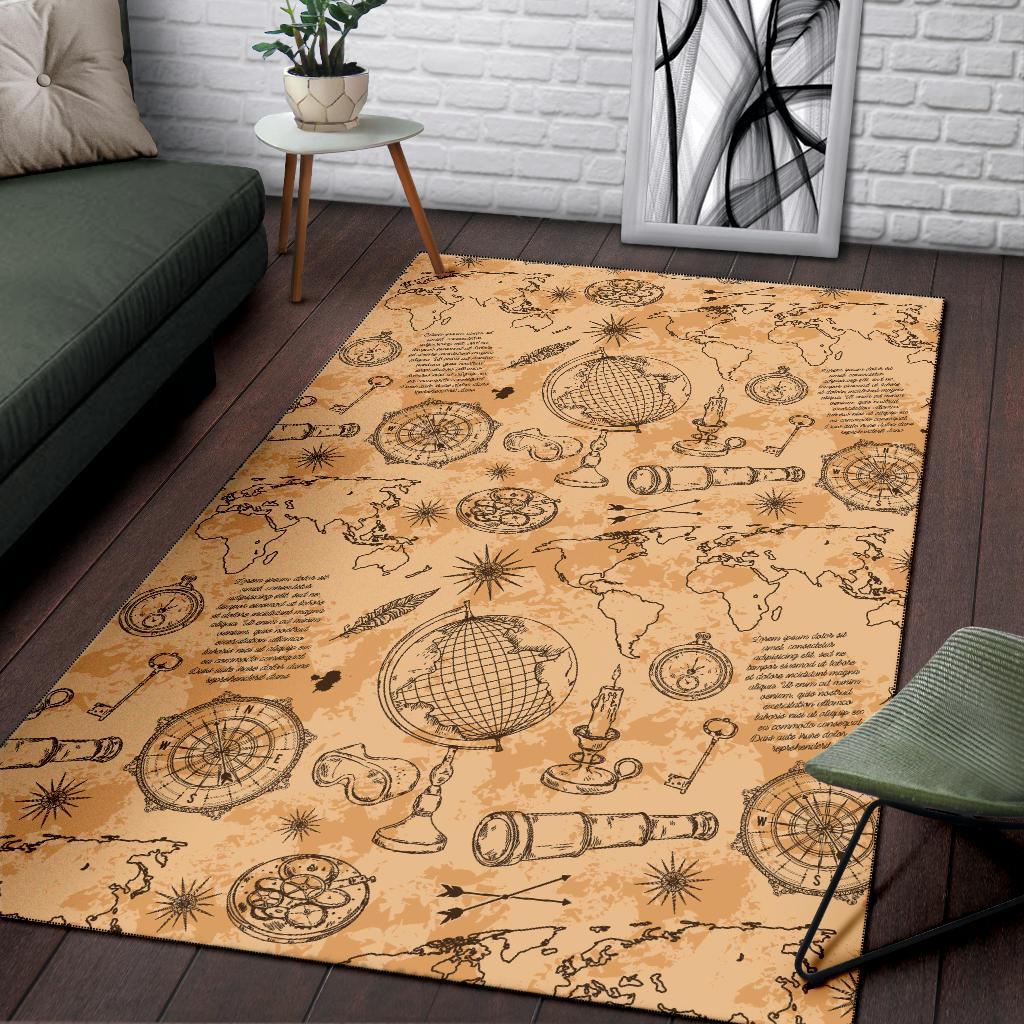 Pattern Print World Map Floor Mat-grizzshop