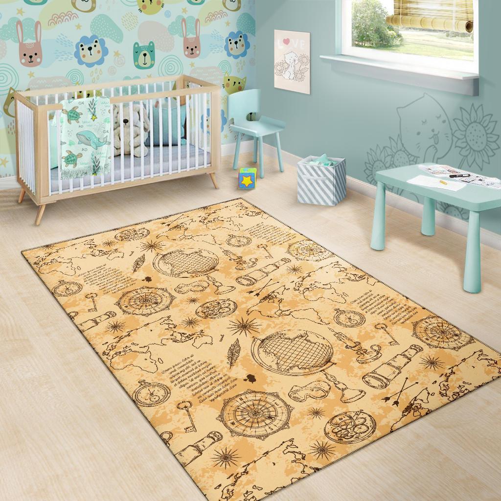 Pattern Print World Map Floor Mat-grizzshop