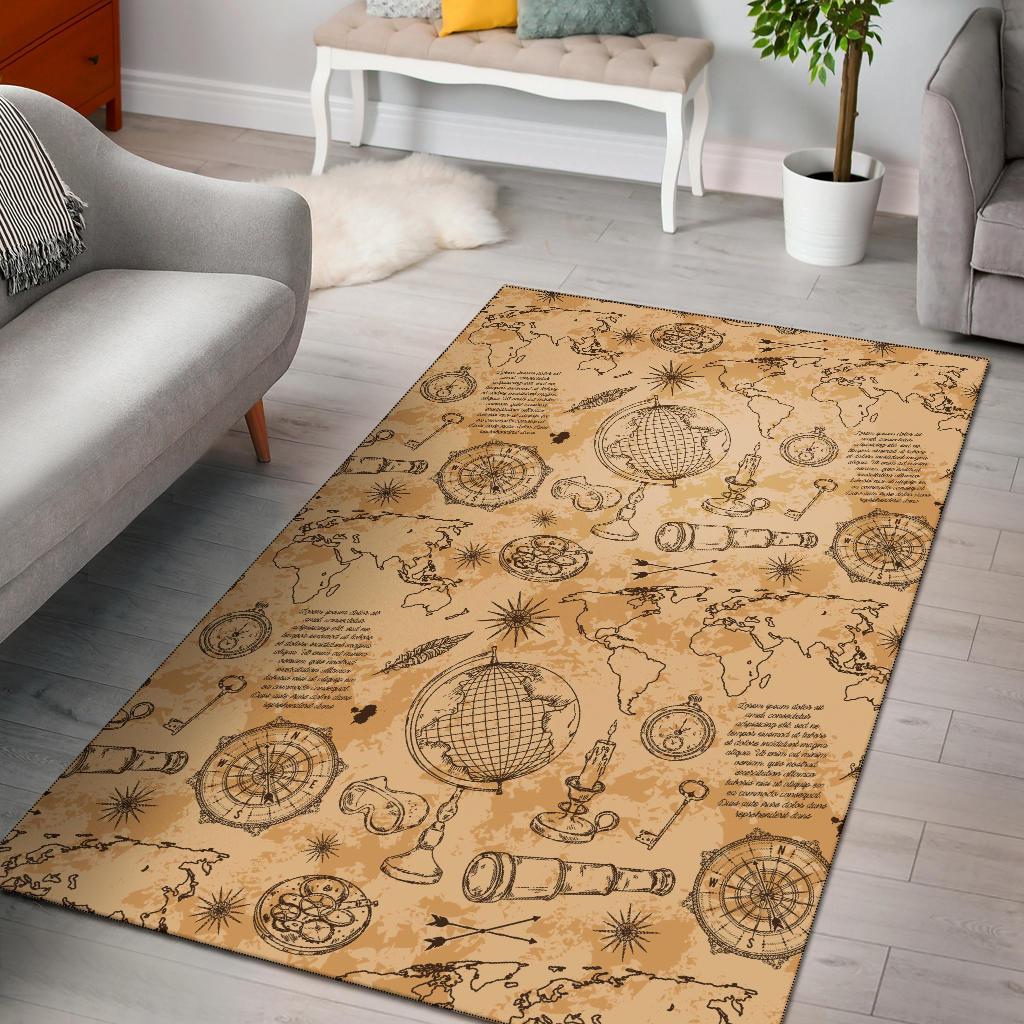 Pattern Print World Map Floor Mat-grizzshop