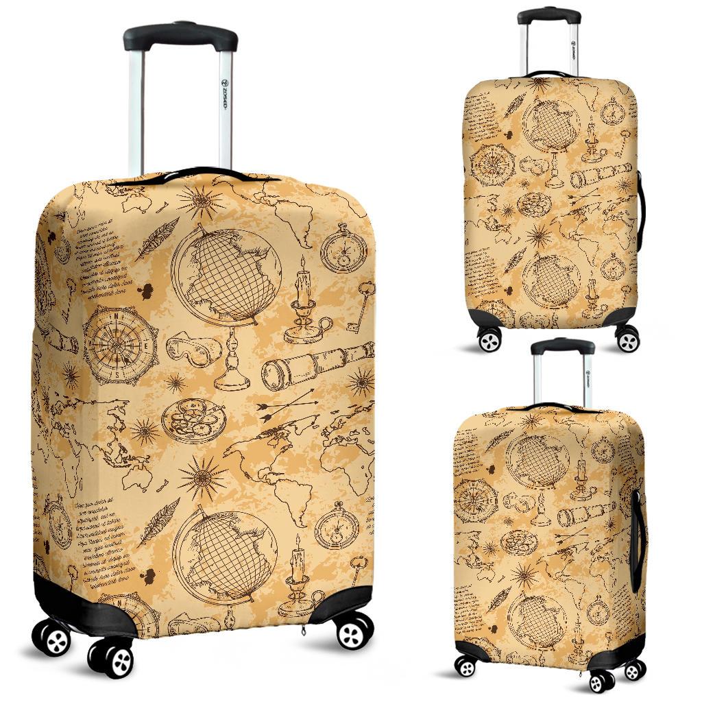 Pattern Print World Map Luggage Cover Protector-grizzshop