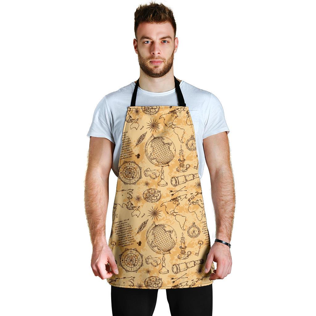 Pattern Print World Map Men's Apron-grizzshop