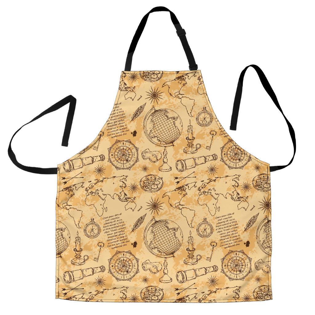 Pattern Print World Map Men's Apron-grizzshop