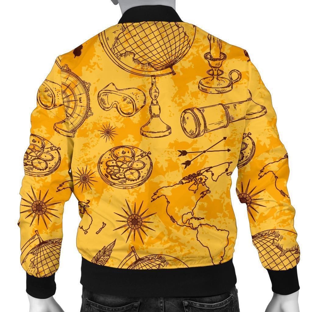 Pattern Print World Map Men's Bomber Jacket-grizzshop