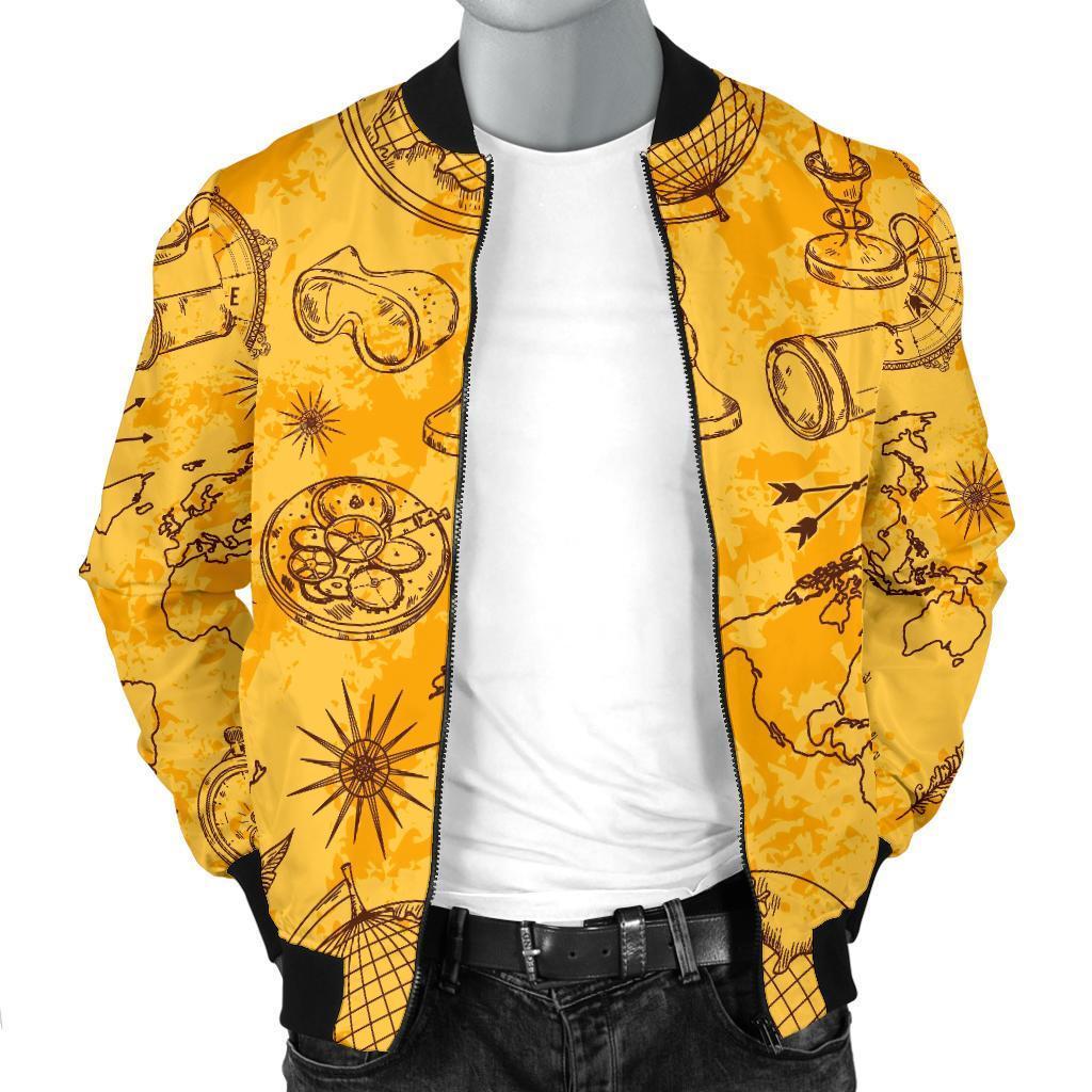 Pattern Print World Map Men's Bomber Jacket-grizzshop