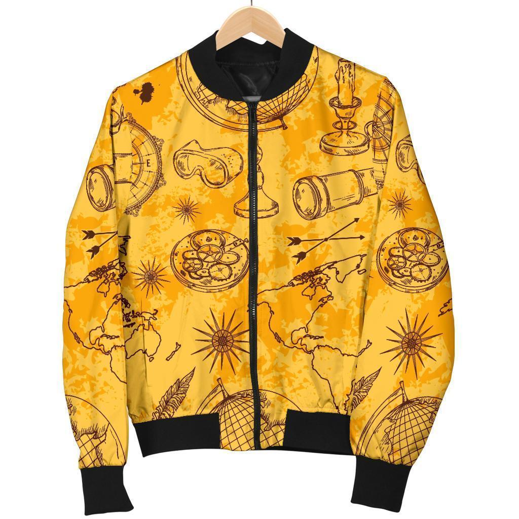 Pattern Print World Map Men's Bomber Jacket-grizzshop