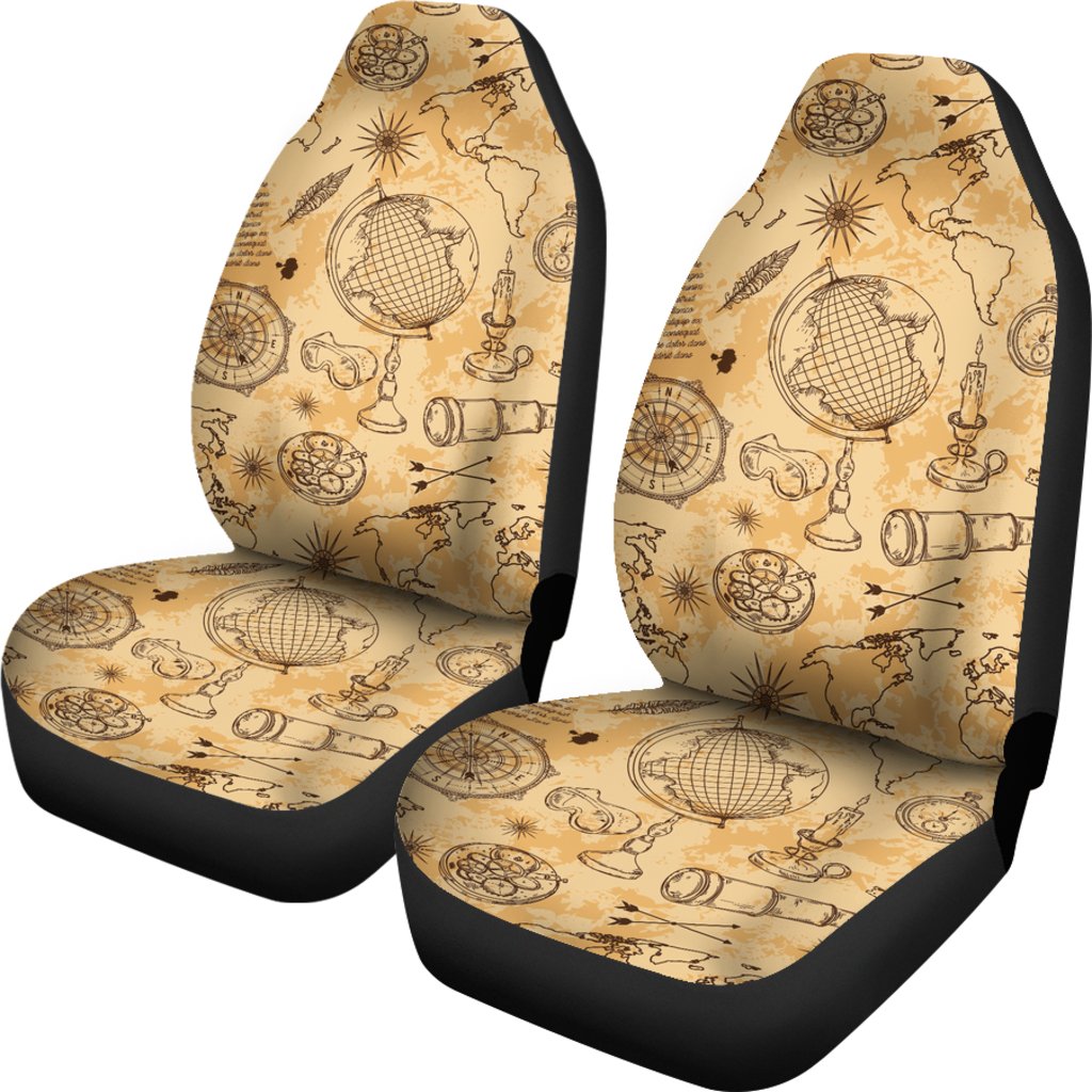 Pattern Print World Map Universal Fit Car Seat Covers-grizzshop