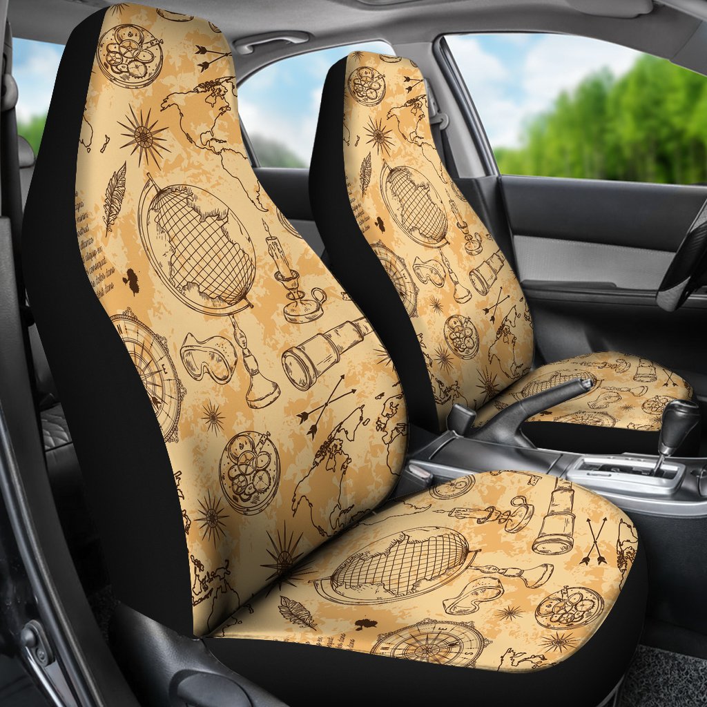 Pattern Print World Map Universal Fit Car Seat Covers-grizzshop