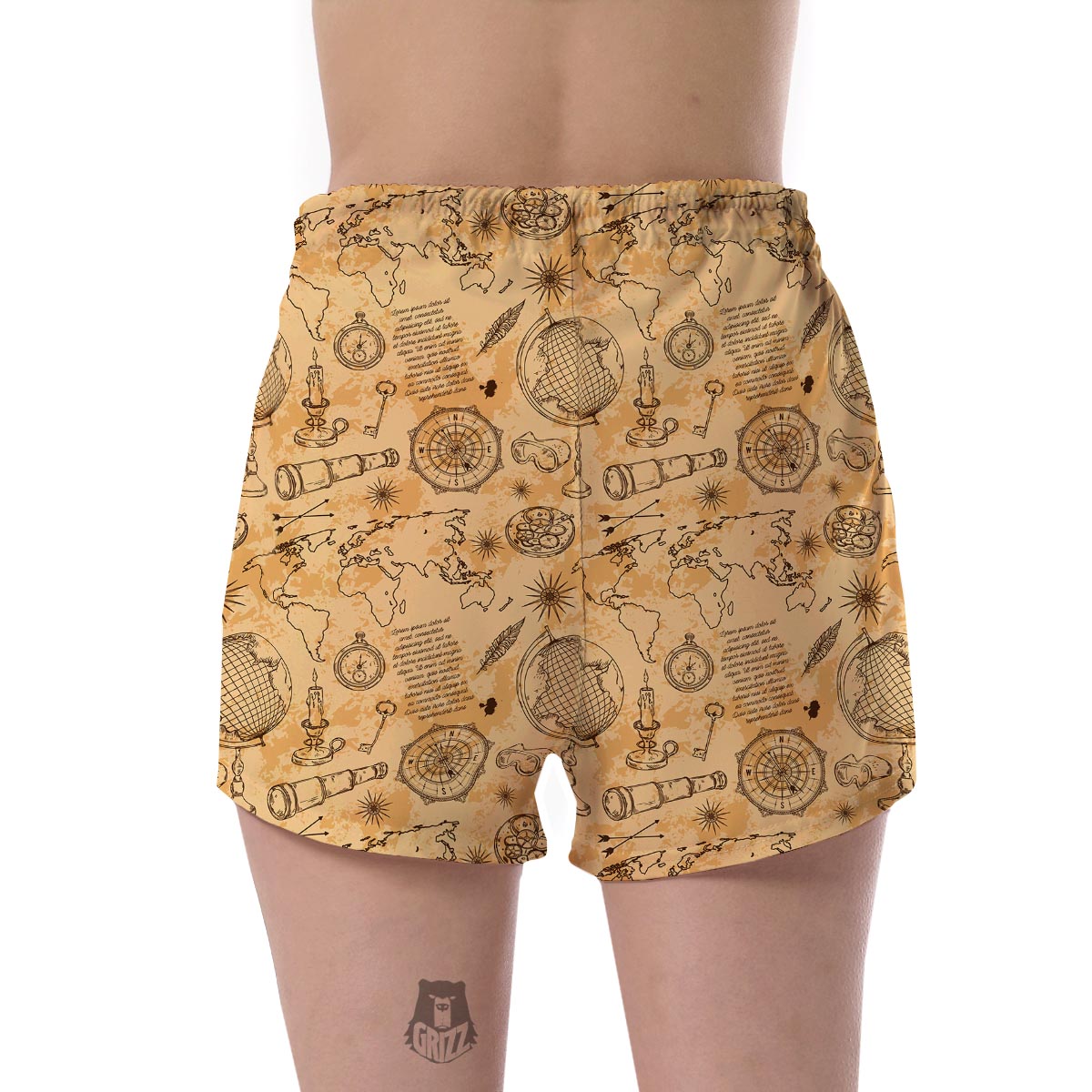 Pattern Print World Map Women's Shorts-grizzshop
