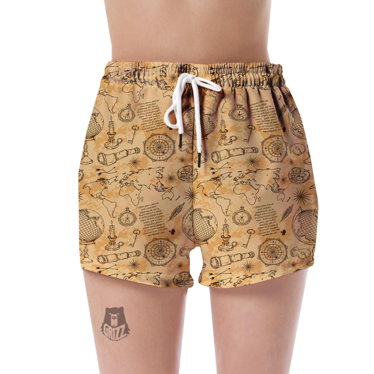 Pattern Print World Map Women's Shorts-grizzshop