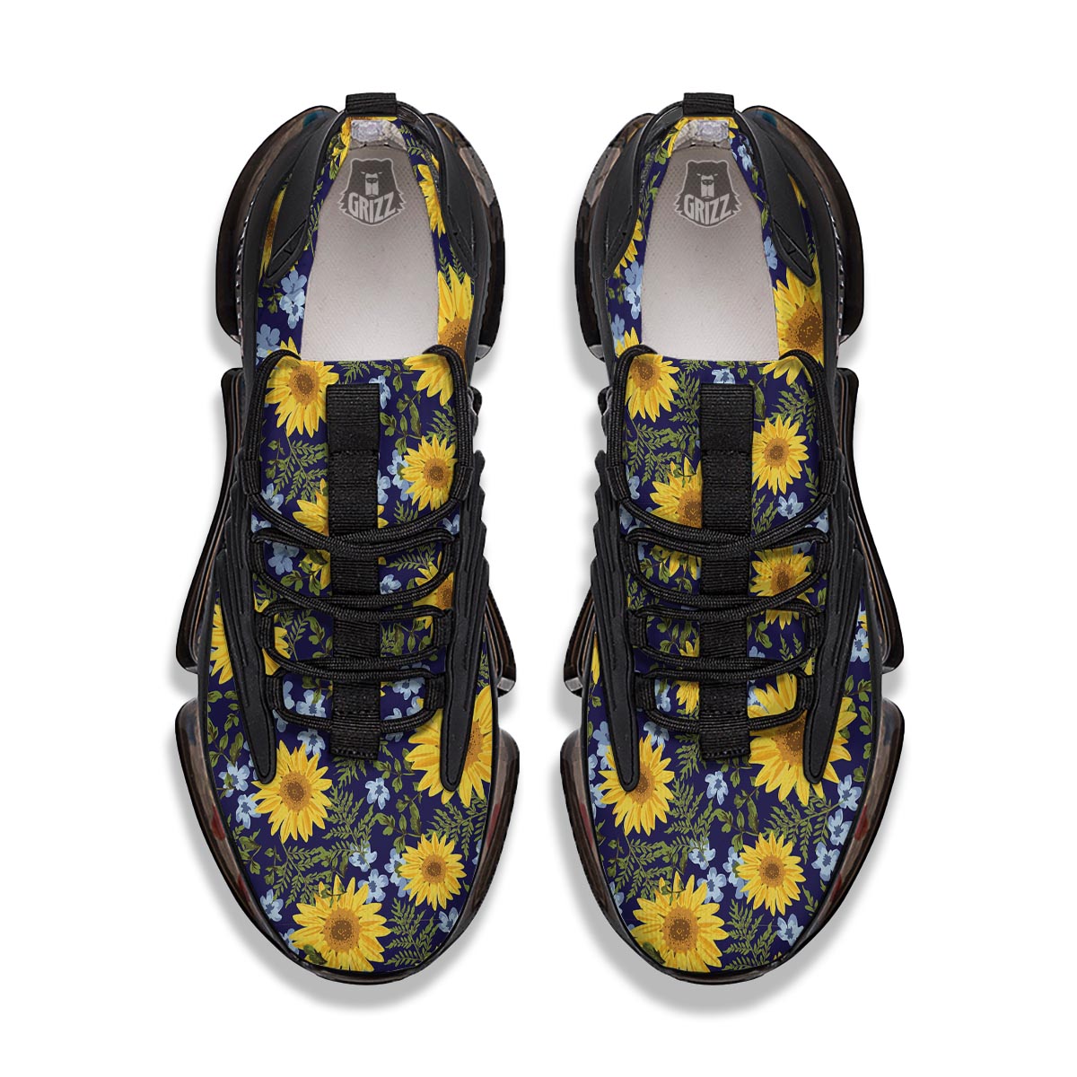 Pattern Sunflower Print Pattern Black Gym Shoes-grizzshop