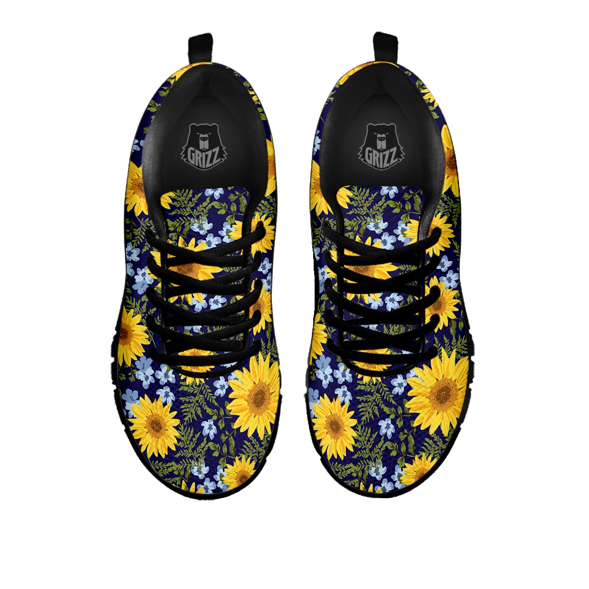 Pattern Sunflower Print Pattern Black Sneaker-grizzshop