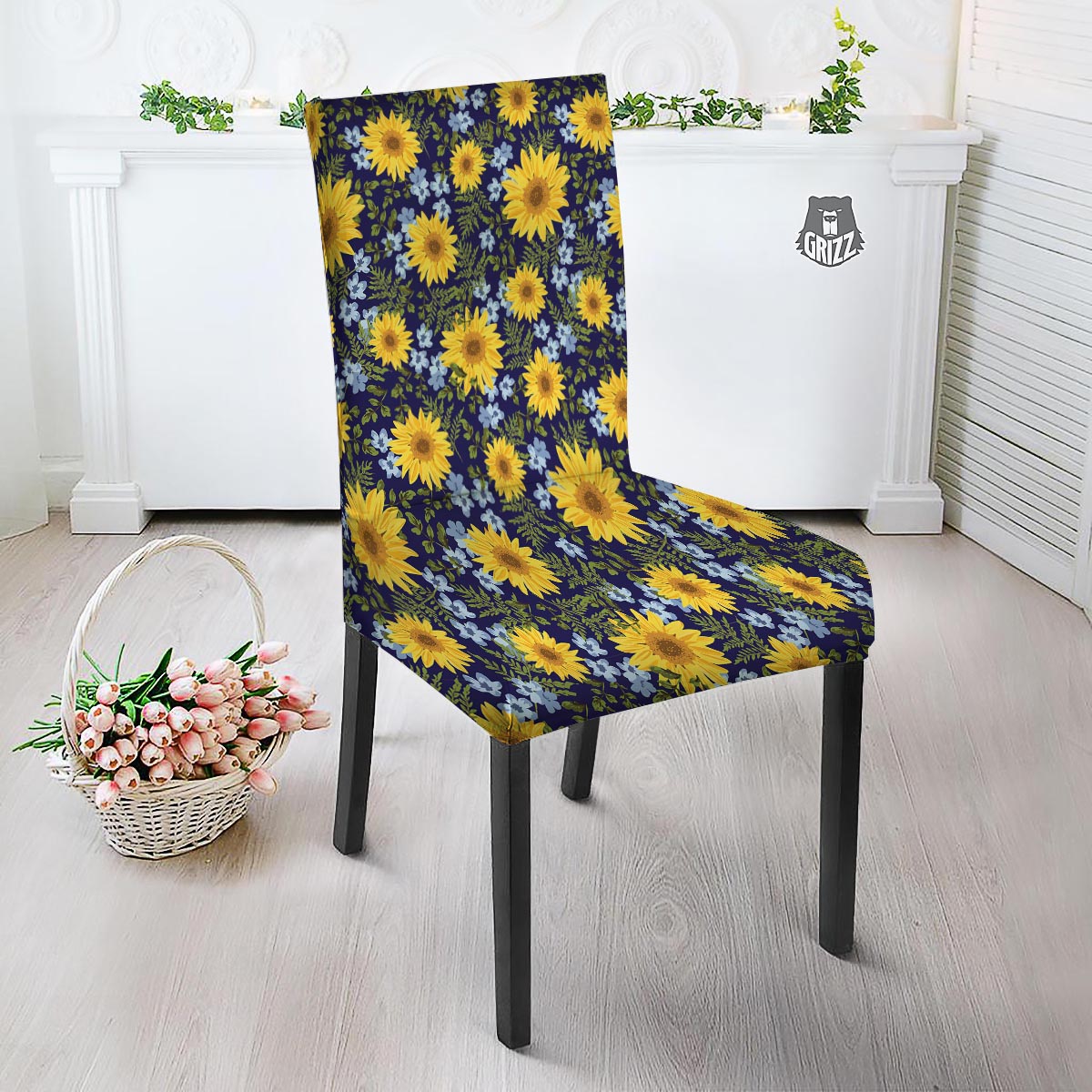 Pattern Sunflower Print Pattern Dining Chair Slipcover-grizzshop