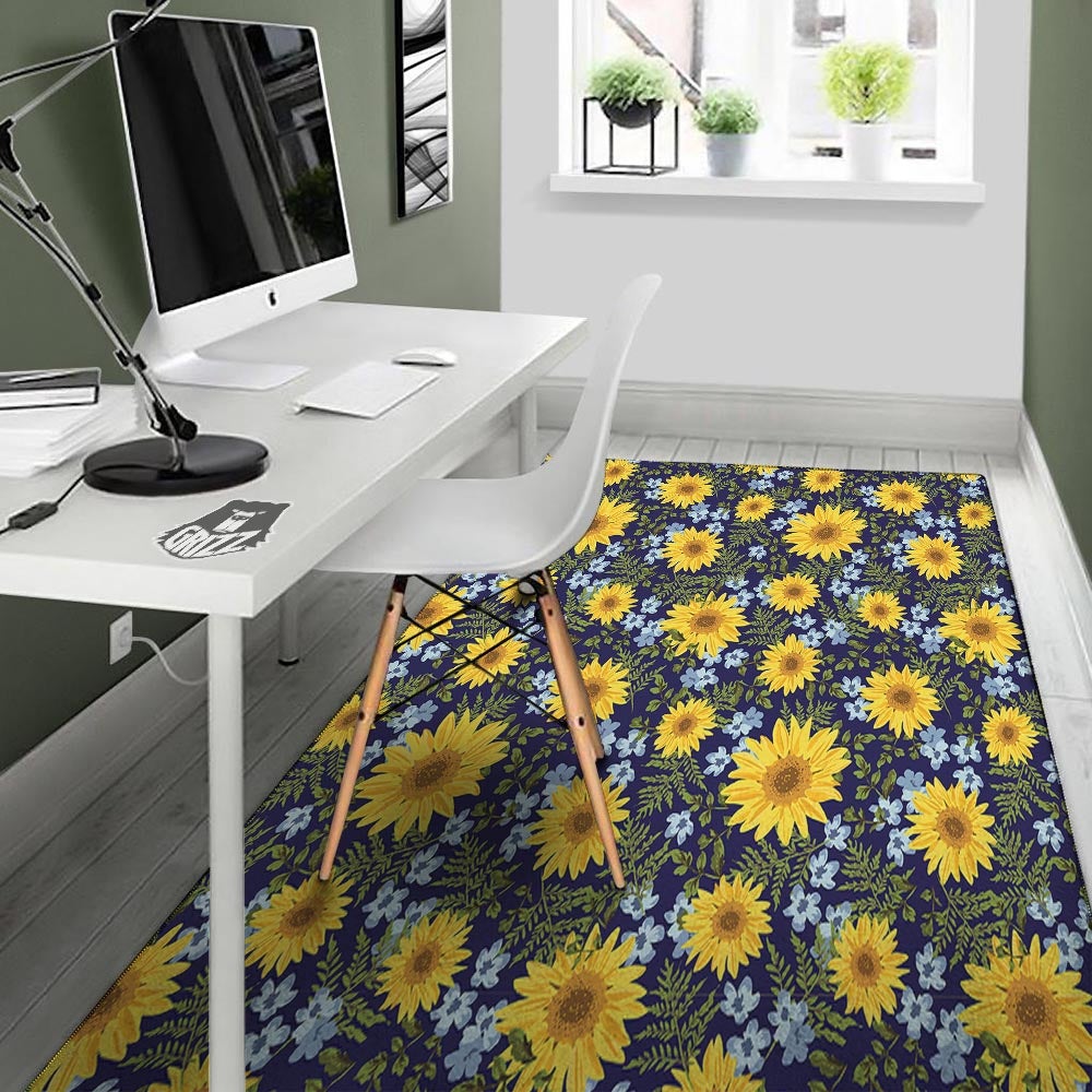Pattern Sunflower Print Pattern Floor Mat-grizzshop