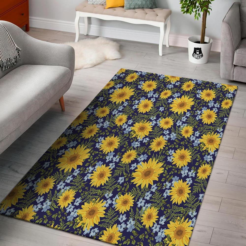 Pattern Sunflower Print Pattern Floor Mat-grizzshop