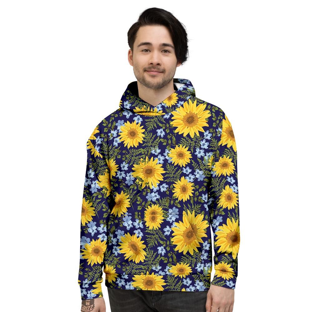 Pattern Sunflower Print Pattern Men's Hoodie-grizzshop