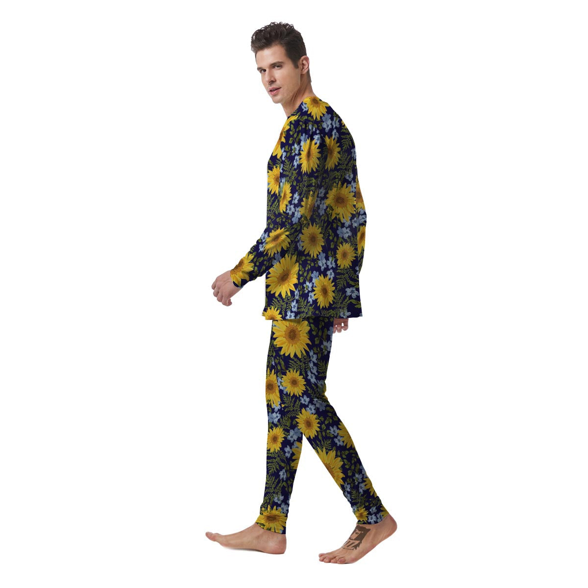Pattern Sunflower Print Pattern Men's Pajamas-grizzshop