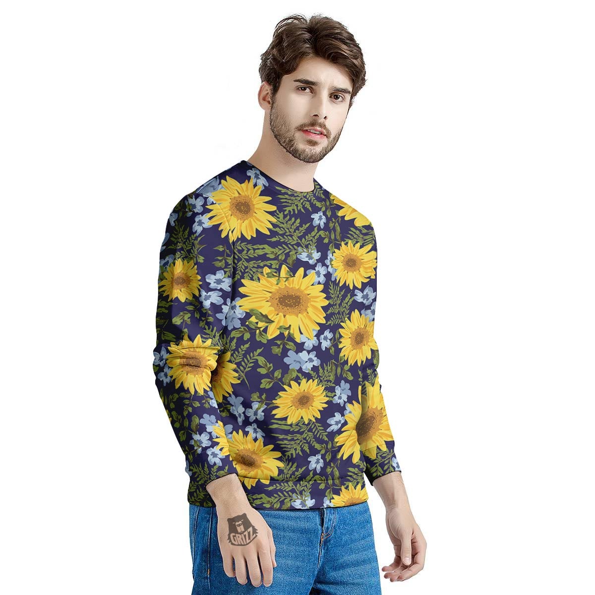 Pattern Sunflower Print Pattern Men's Sweatshirt-grizzshop