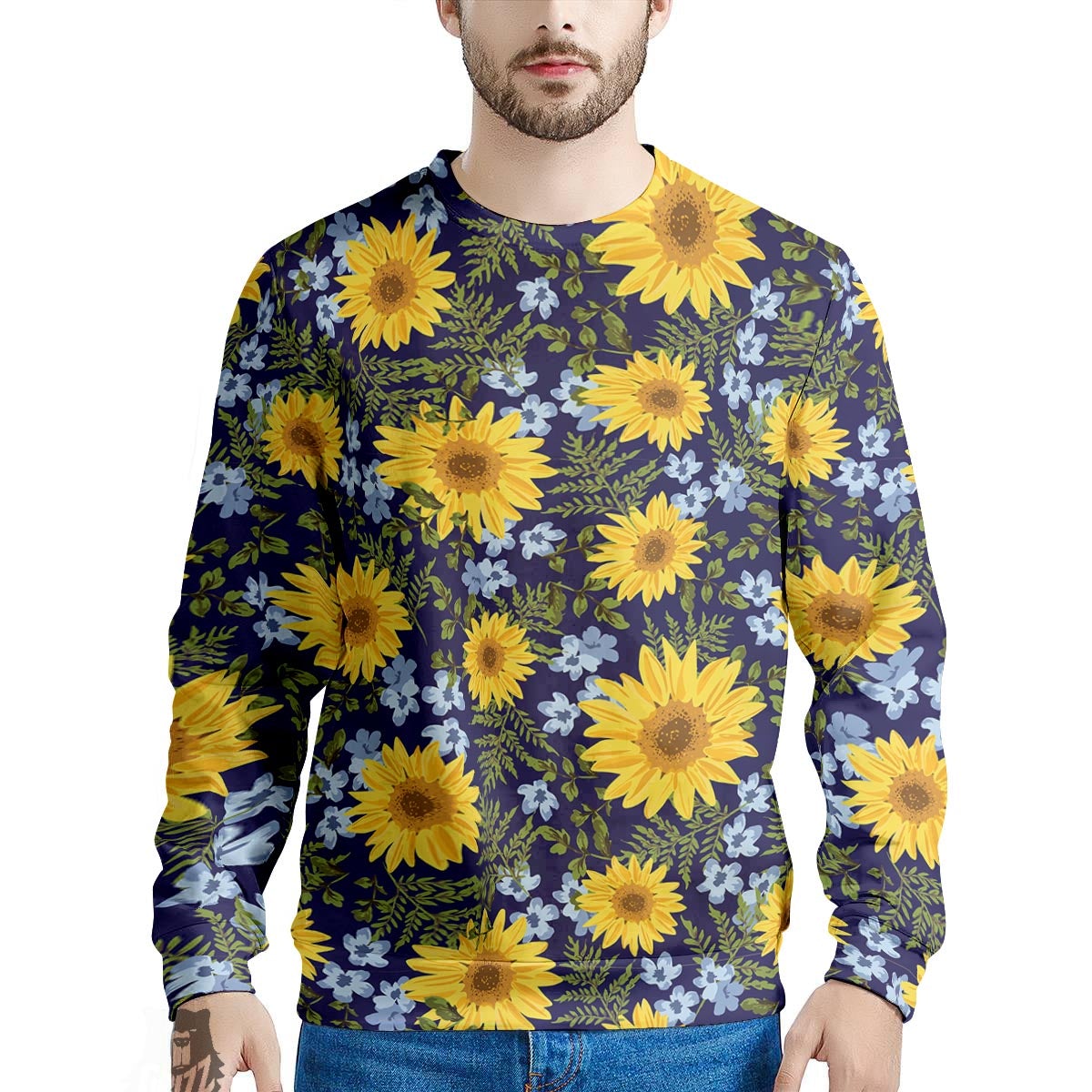 Pattern Sunflower Print Pattern Men's Sweatshirt-grizzshop