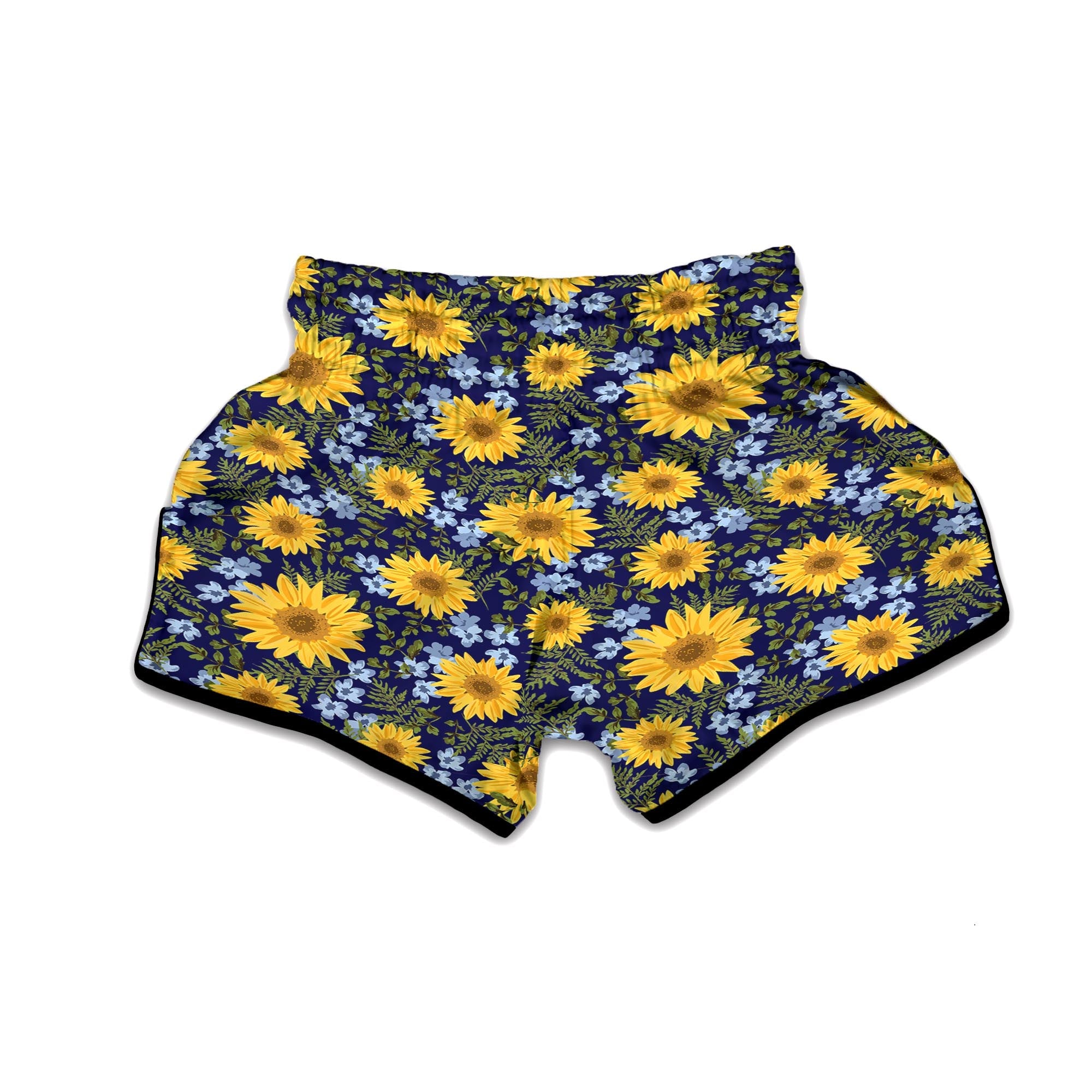 Pattern Sunflower Print Pattern Muay Thai Boxing Shorts-grizzshop