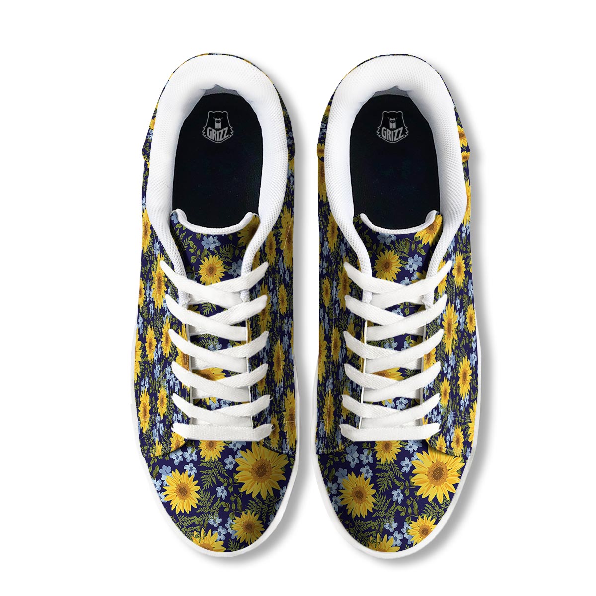 Pattern Sunflower Print Pattern White Low Top Sneakers-grizzshop