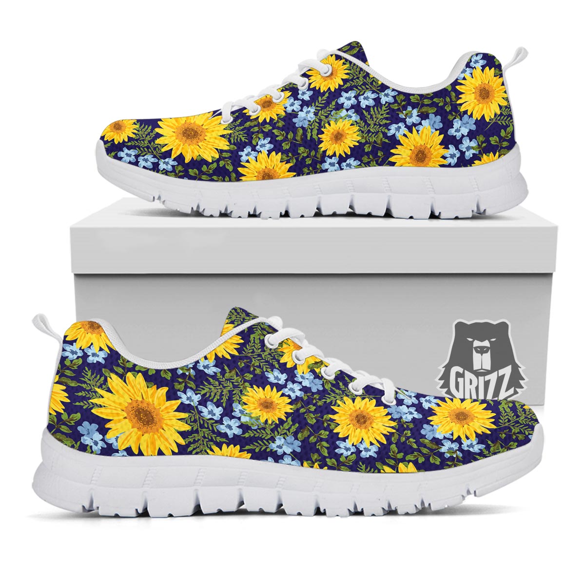 Pattern Sunflower Print Pattern White Sneaker-grizzshop