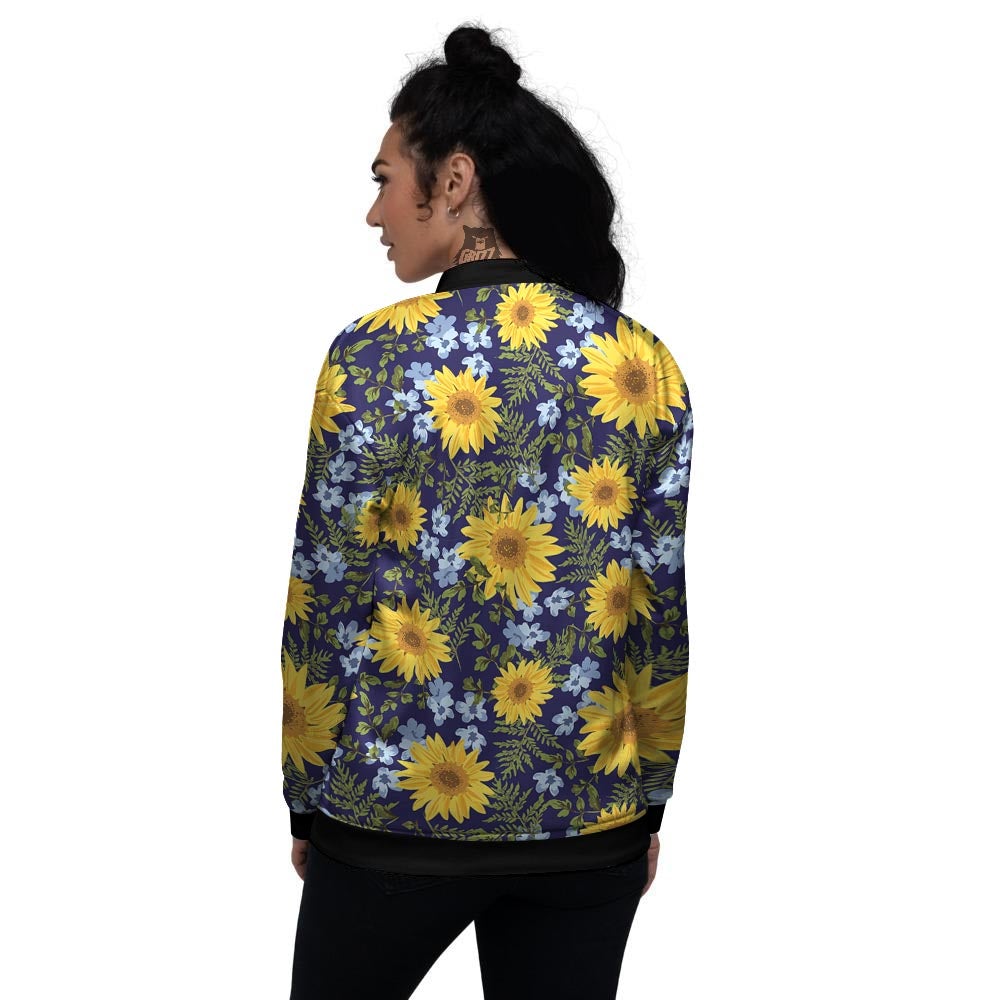 Pattern Sunflower Print Pattern Women's Bomber Jacket-grizzshop