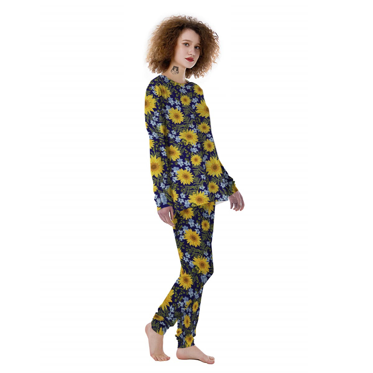 Pattern Sunflower Print Pattern Women's Pajamas-grizzshop