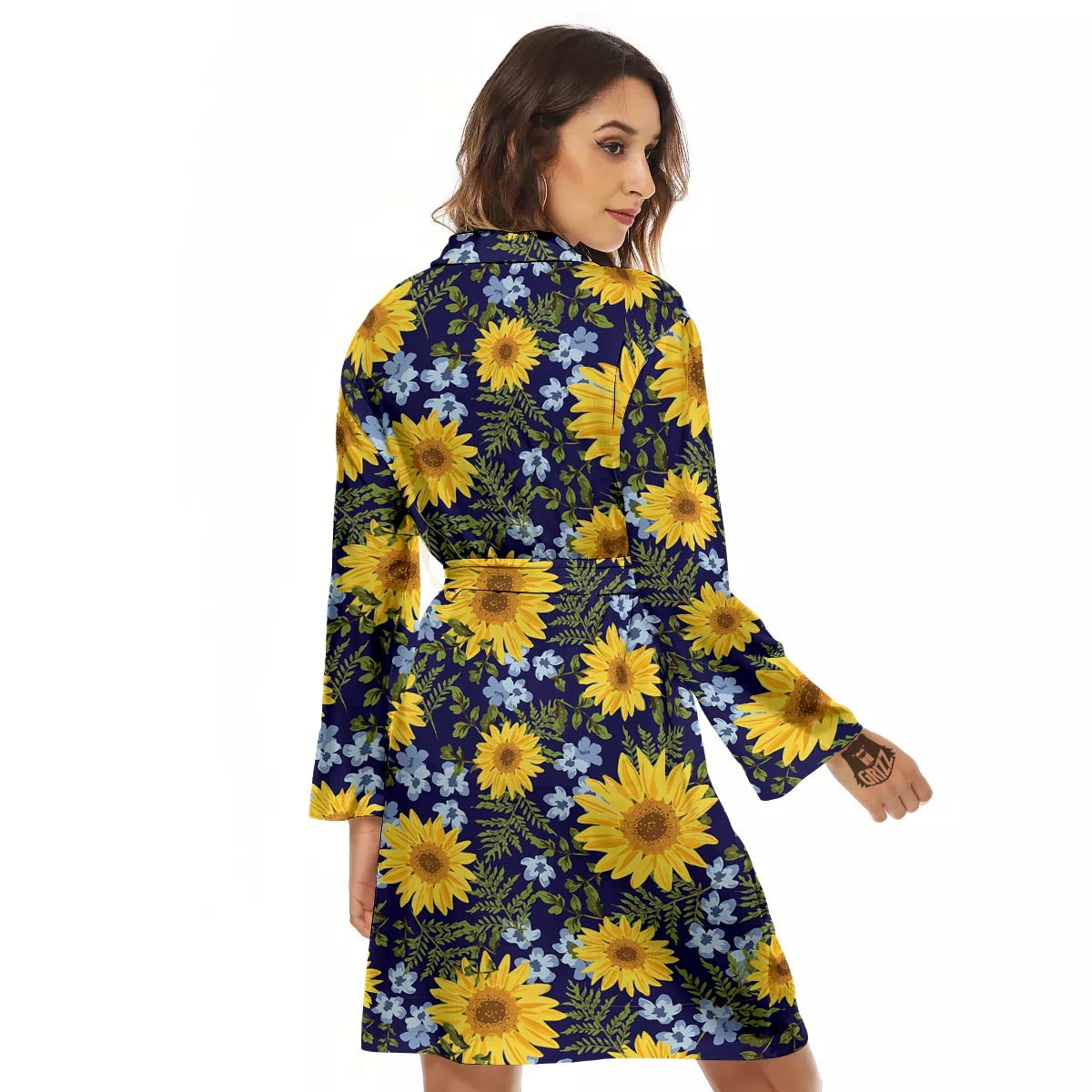 Pattern Sunflower Print Pattern Women's Robe-grizzshop